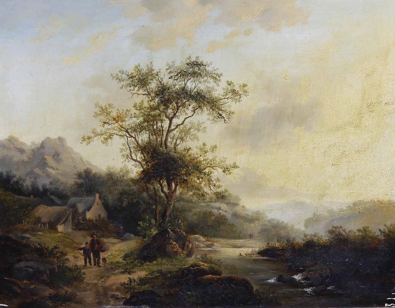 Andreas Schelfhout Travellers on a country lane oil painting image